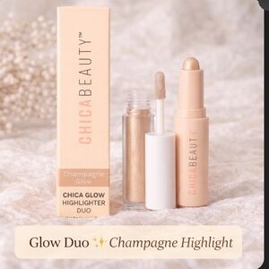 Champagne Glow Highlighter Duo by Champagne - Soft Gold & Pearl